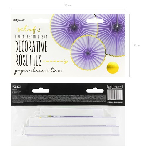 3 Candy Party Papierrosetten lavendel 2
