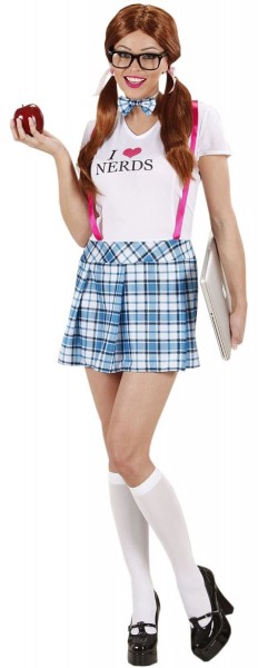 College Girl Streberin I Love Nerds Kostüm