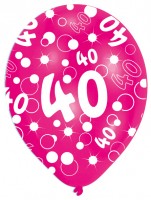 Vorschau: 6 Luftballons Bubbles 40.Geburtstag Bunt 27,5cm