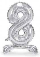 Silver 8 stående folieballong 70cm