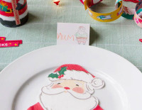 Vorschau: 16 Santa Servietten mit Tischkarten