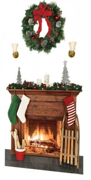 Weihnachtliche Kamin Wandkulisse
