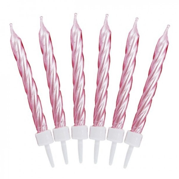 12 Tortenkerzen metallic rosa