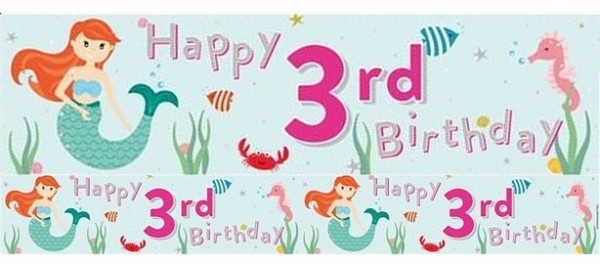 Mermaid Marielle 3rd Birthday Banner 2,6m