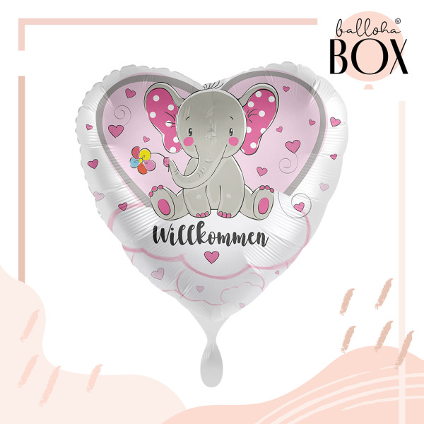 Balloha Geschenkbox DIY Elefant Willkommen Rosa XL