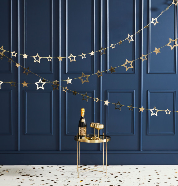 Goldene Pop the Bubbly Sternen Girlande 5m