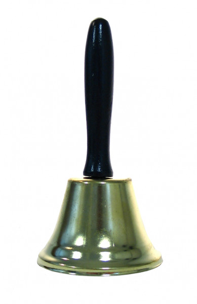 Goldene Glocke mit Holzgriff 12cm