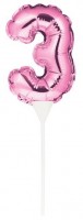 Rosa Zahl 3 Ballon Tortendeko 13cm