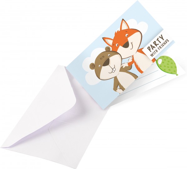 8 Fuchs & Biber Einladungskarten