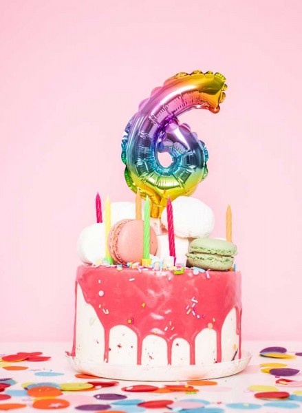 Regenbogen Tortendeko Ballon Zahl 5