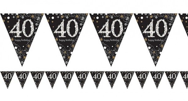 Golden 40th Birthday Wimpelkette 4m