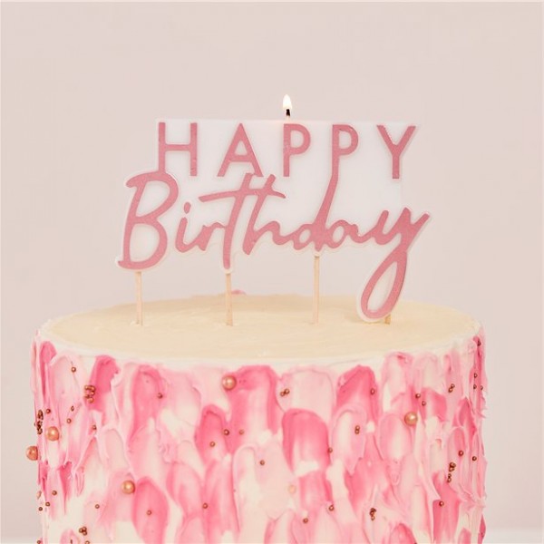 Rotgoldene Happy Birthday Kerze 2