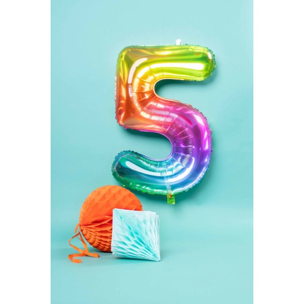 Zahl 5 Super Rainbow Folienballon 86cm 2