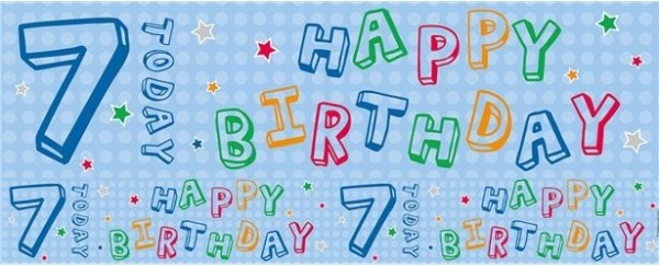 7. Geburtstag Folienbanner blau 2,6m