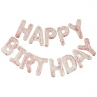 Rosy Birthday Konfettiballon Schriftzug
