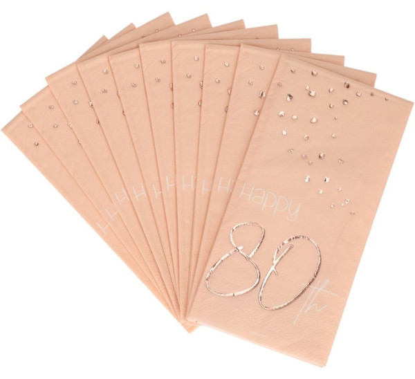 10 Rosy Blush 80th Birthday Servietten 33cm