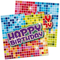 16 Groovy Happy Birthday Servietten 25cm