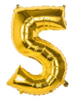 Goldener Zahl 5 Folienballon 86cm