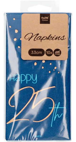 10 Elegant Blue 25th Birthday Servietten 33cm 6