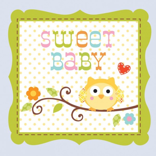 16 Woodland Babyparty Servietten blau 25cm