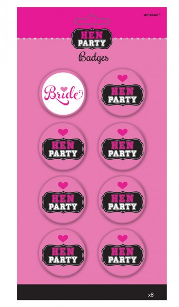 Ladies Night Hen Party Buttons Pink 8 Stück