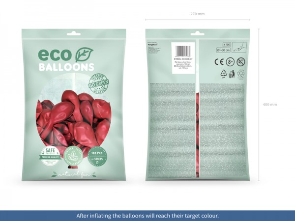 100 Eco metallic Ballons rot 30cm 2