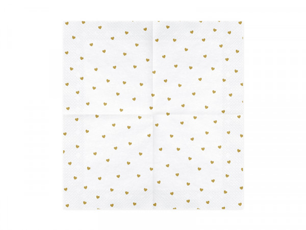 20 Goldene Herzregen Servietten 33cm 5