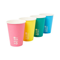 12 färgglada pappersmuggar, en färg, 250ml