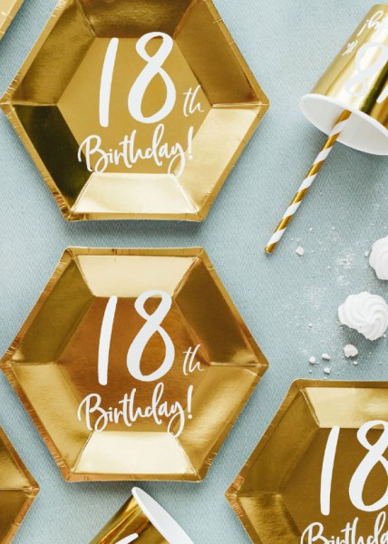 6 Glossy 18th Birthday Teller 20x17cm 2