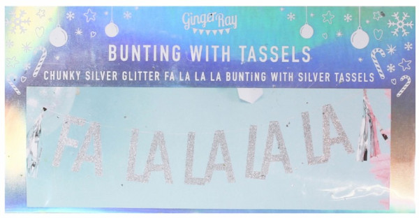 Fa La La silber-glitzernde Girlande 4