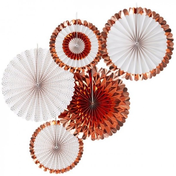 5 Rosy Party Papierrosetten