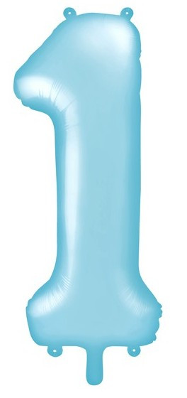 Zahl 1 Folienballon himmelblau 86cm