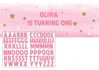 Personalisierbarer Banner pink star 1,5m