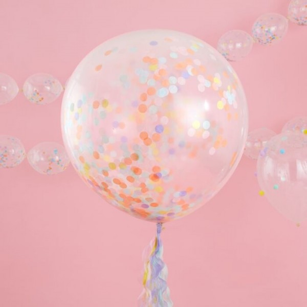 3 Pastell Regenbogen XL Ballons 91cm