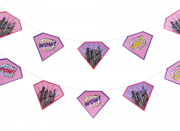 Rosa Comic Girlande Pow 4m