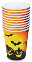 10 Halloween Gruselkürbis Pappbecher 250ml