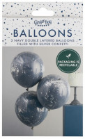 Vorschau: 3 Blue Silver shreds Ballon-Set 46cm