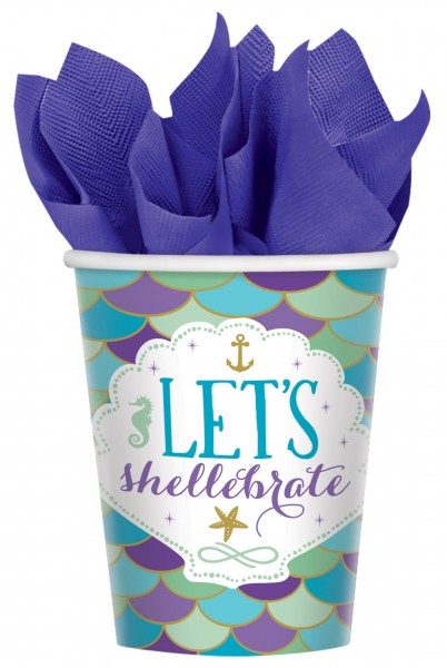 8 Shellebrate Meerjungfrau Becher 266ml