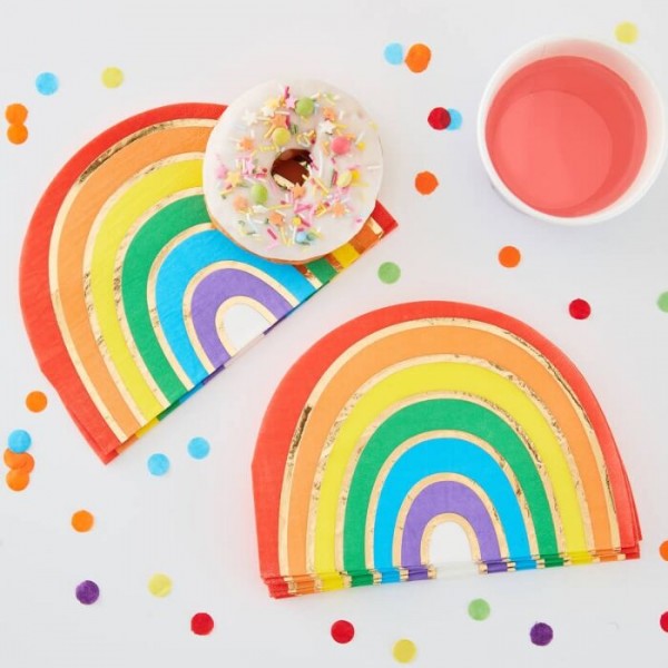 16 Regenbogen Servietten 11,5 x 16,5cm