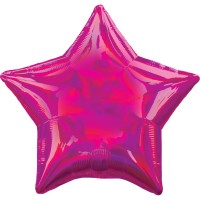 Holografischer Sternballon magenta 45cm