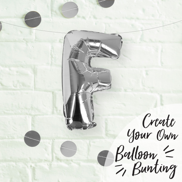 Silberner F Buchstaben Folienballon 40cm