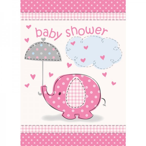 Elefanten Baby Party Einladungskarte Rosa 8 Stück