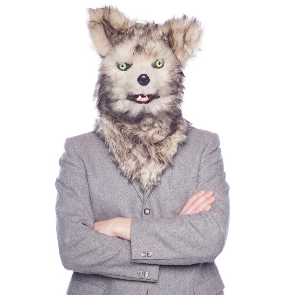 Wolf Maske grau beweglich