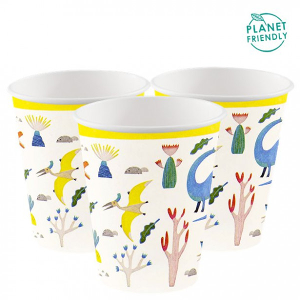 8 Dino Herde Pappbecher 250ml