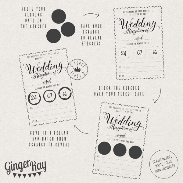 10 Lovely Wedding Rubbel Einladungskarten 2