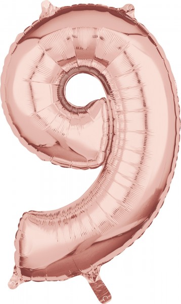 Zahl 9 roségold Folienballon 66cm