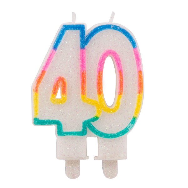 Regenbogen Zahl 40 Tortenkerzen