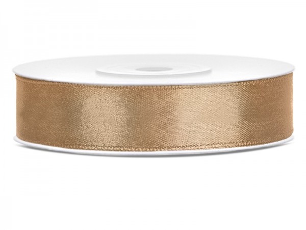 25m Satin Geschenkband hellgold 12mm breit