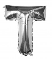 Vorschau: Silberner T Buchstaben Folienballon 40cm