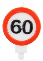 Verkehrsschild 60 Tortenkerze 6cm